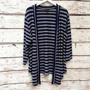TORRID Waterfall Cardigan Sweater Blue Gray Stripes Sz 3